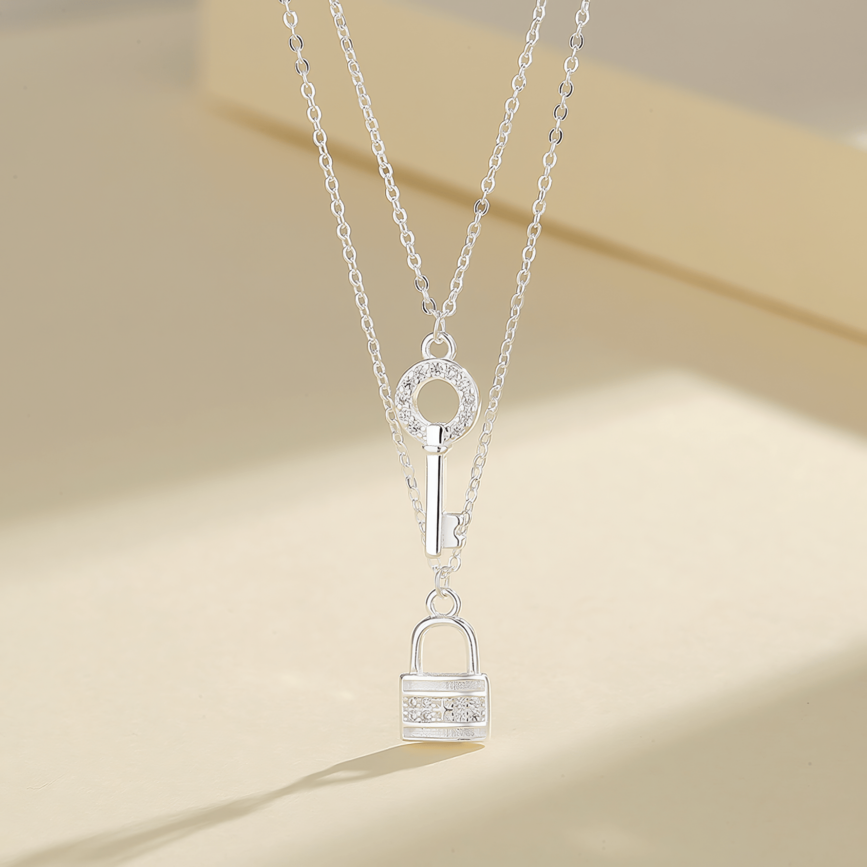 Key & Lock Duo – Sterling Silver Layered Necklace - NAFALUXE