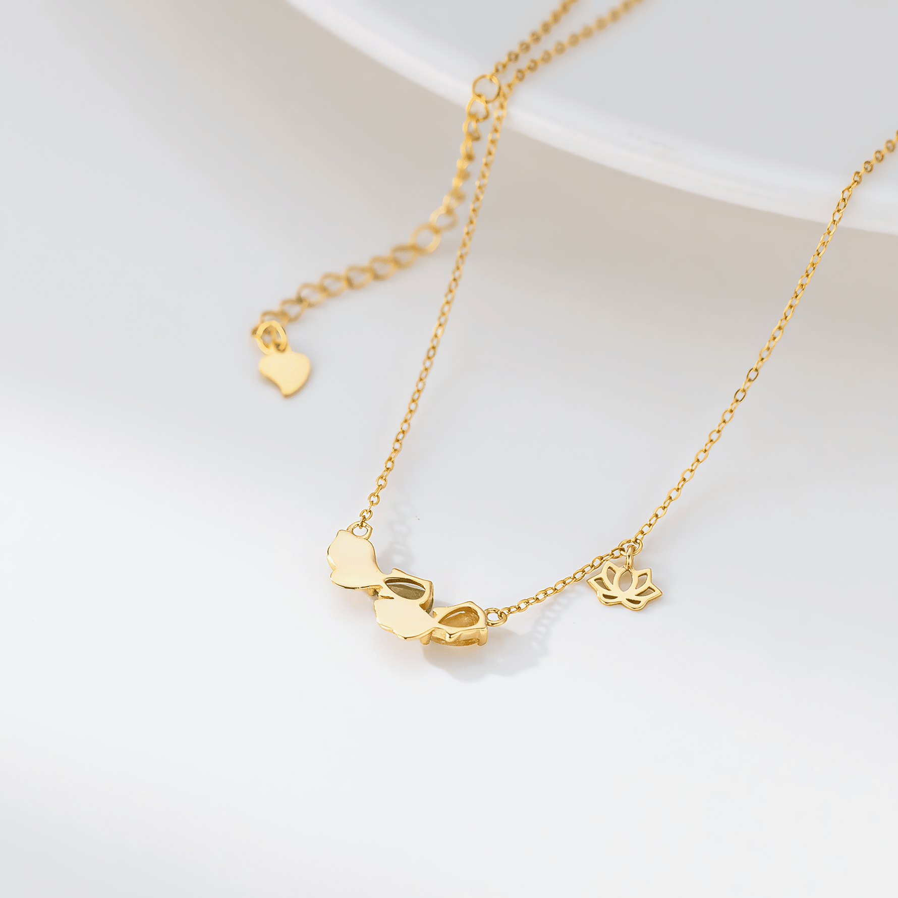 Lotus Flower Butterfly Necklace in Gold - Plated Sterling Silver - NAFALUXE