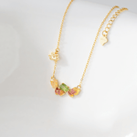 Lotus Flower Butterfly Necklace in Gold - Plated Sterling Silver - NAFALUXE