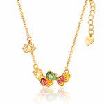 Lotus Flower Butterfly Necklace in Gold-Plated Sterling Silver - NAFALUXE