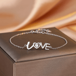 LOVE Bracelet with Heart - Shaped CZ Accent - NAFALUXE