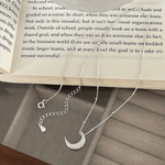 Lunar Glow – Textured Crescent Moon Necklace in Sterling Silver - NAFALUXE