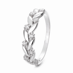 Luxe Laurel – Sterling Silver Leaf Band with Sparkling CZ Accents - NAFALUXE