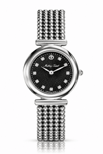 Mathey-Tissot Allure D539AN – Swiss Made Women's Quartz Watch, 28mm, Silver-Tone Stainless Steel, Black Dial, Sapphire Crystal - NAFALUXE