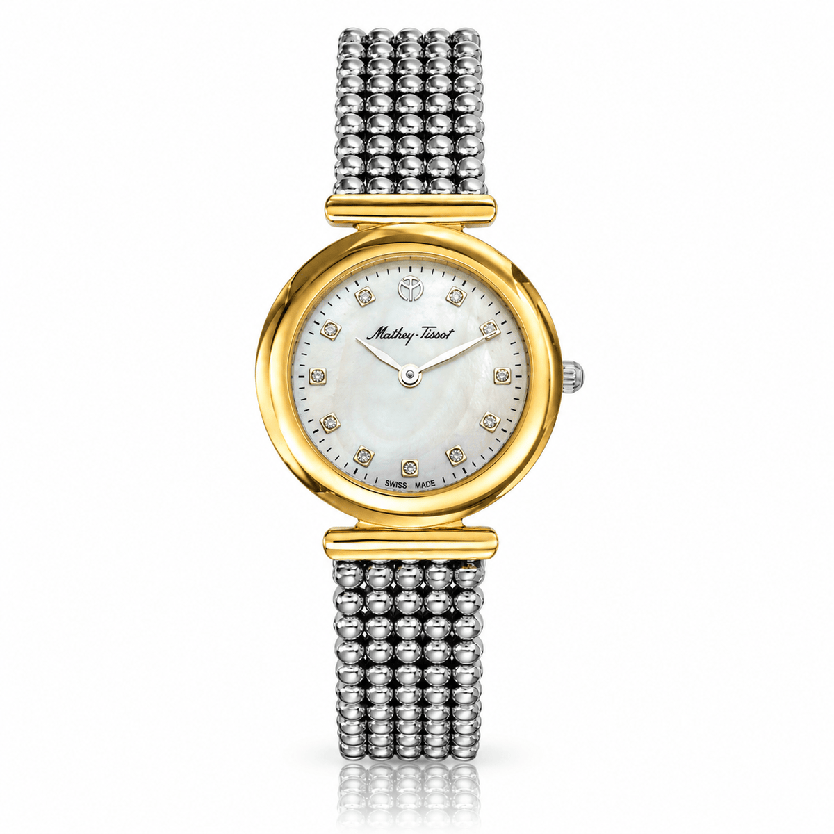 Mathey-Tissot Allure D539BI – Swiss Made Women's Quartz Watch, 28mm, Two-Tone Stainless Steel, Sapphire Crystal - NAFALUXE