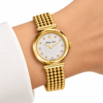 Mathey-Tissot Allure D539PI – Swiss Made Women's Quartz Watch, 28mm, Yellow Gold-Plated Stainless Steel, White Dial, Sapphire Crystal - NAFALUXE