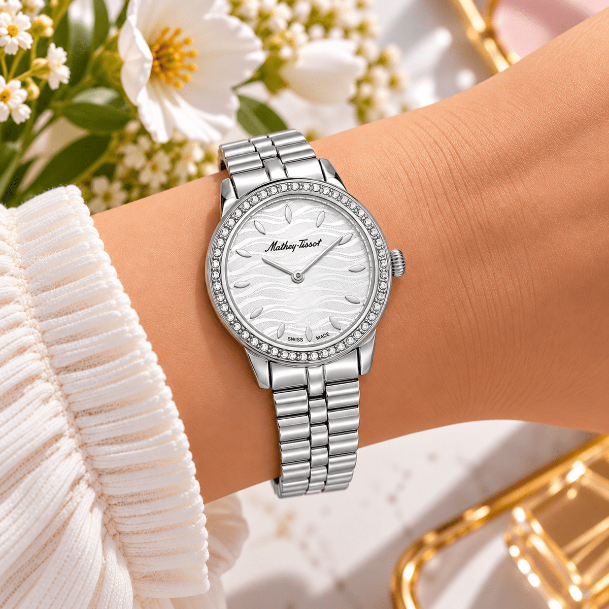 Mathey-Tissot Artemis D10860AQS – Women's Swiss Made Quartz Watch | White Dial | Silver Stainless Steel - NAFALUXE