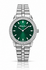 Mathey-Tissot Artemis D10860AQV – Women's Swiss Made Quartz Watch | Green Dial | Silver Stainless Steel | Zirconium Bezel - NAFALUXE