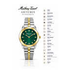 Mathey-Tissot Artemis D10860AQV – Women's Swiss Made Quartz Watch | Green Dial | Silver Stainless Steel | Zirconium Bezel - NAFALUXE