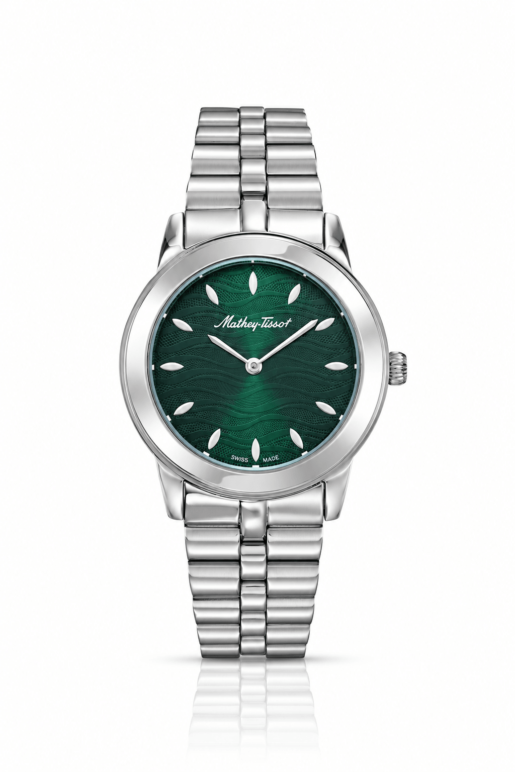 Mathey-Tissot Artemis D10860AV – Women's Swiss Made Quartz Watch | Green Dial | Silver Stainless Steel - NAFALUXE