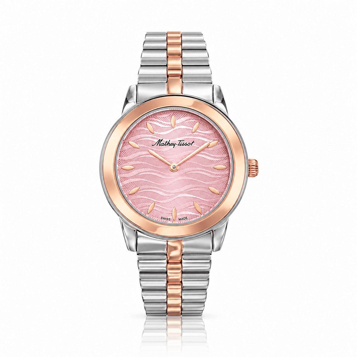 Mathey-Tissot Artemis D10860BPK – Women's Swiss Made Quartz Watch – Pink Dial – Two-Tone Rose Gold & Silver - NAFALUXE