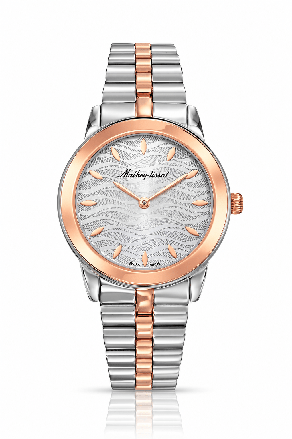 Mathey-Tissot Artemis D10860BS – Women's Swiss Made Quartz Watch | White Dial | Two-Tone Silver & Rose Gold - NAFALUXE