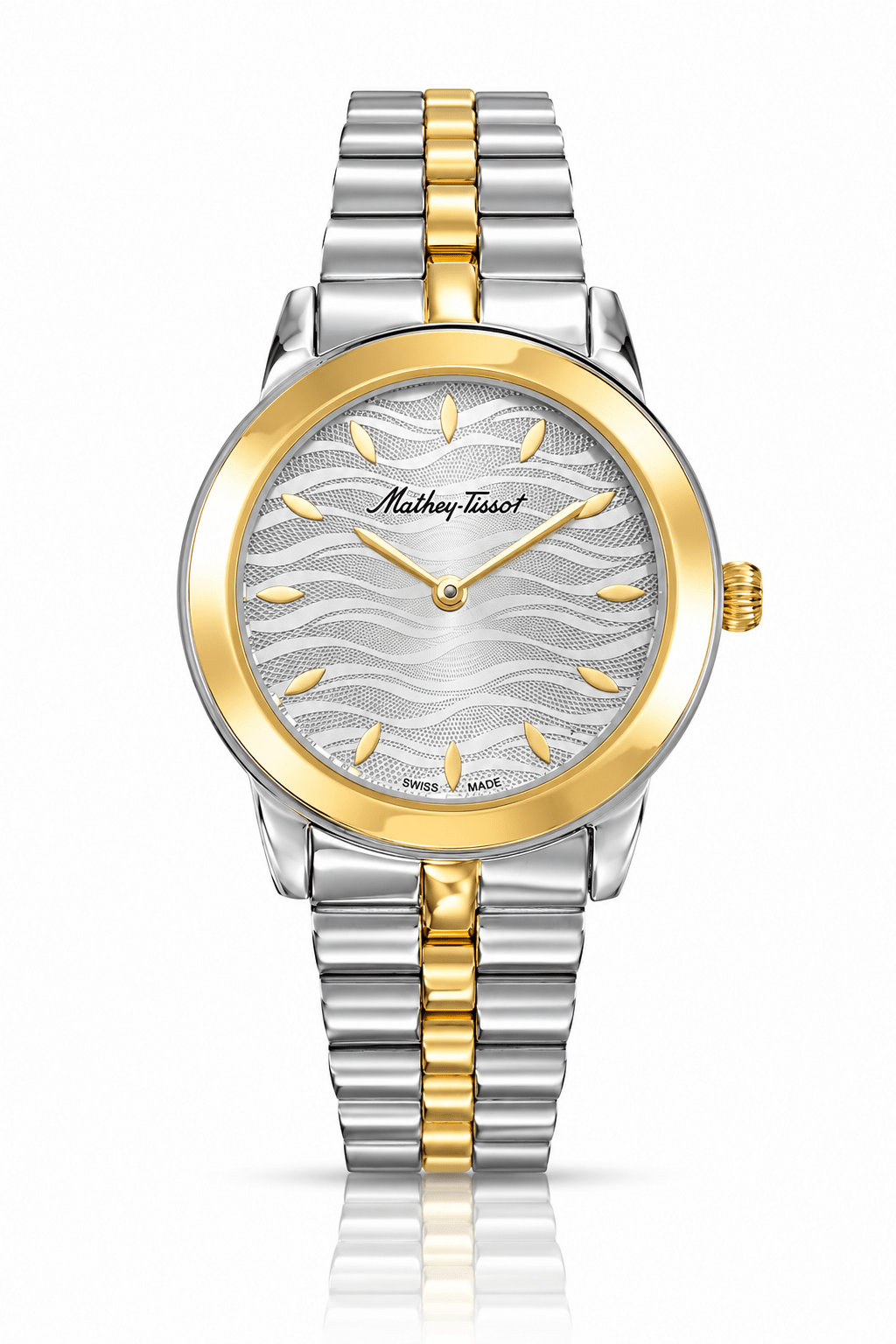 Mathey-Tissot Artemis D10860BYS – Women's Swiss Made Quartz Watch | White Dial | Two-Tone Silver & Yellow Gold - NAFALUXE