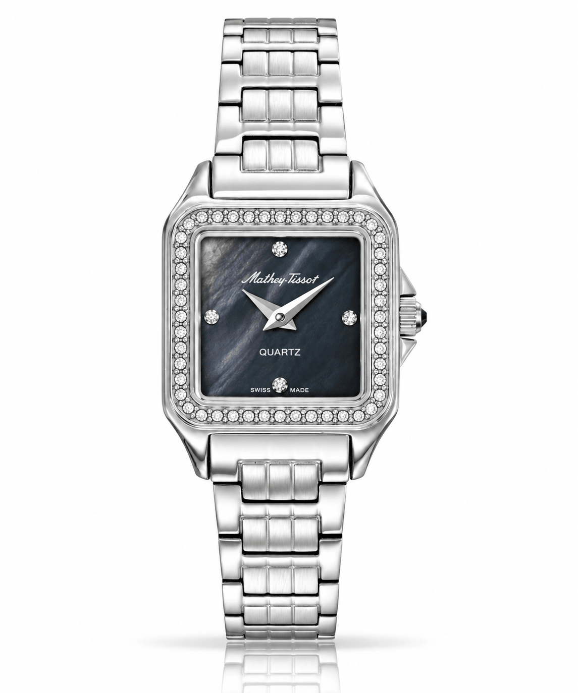 Mathey-Tissot Bella D971AQN – Swiss Made Women's Watch | Black Mother of Pearl Dial | Silver Stainless Steel | 24mm - NAFALUXE