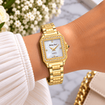Mathey-Tissot Bella D971PQYI – Women's Swiss Made Quartz Watch | Yellow Gold-Plated | White Mother of Pearl Dial | 24 mm - NAFALUXE