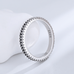 Midnight Sparkle – Sterling Silver Band with Black and White CZ Pave Stones - NAFALUXE