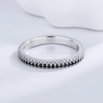 Midnight Sparkle – Sterling Silver Band with Black and White CZ Pave Stones - NAFALUXE