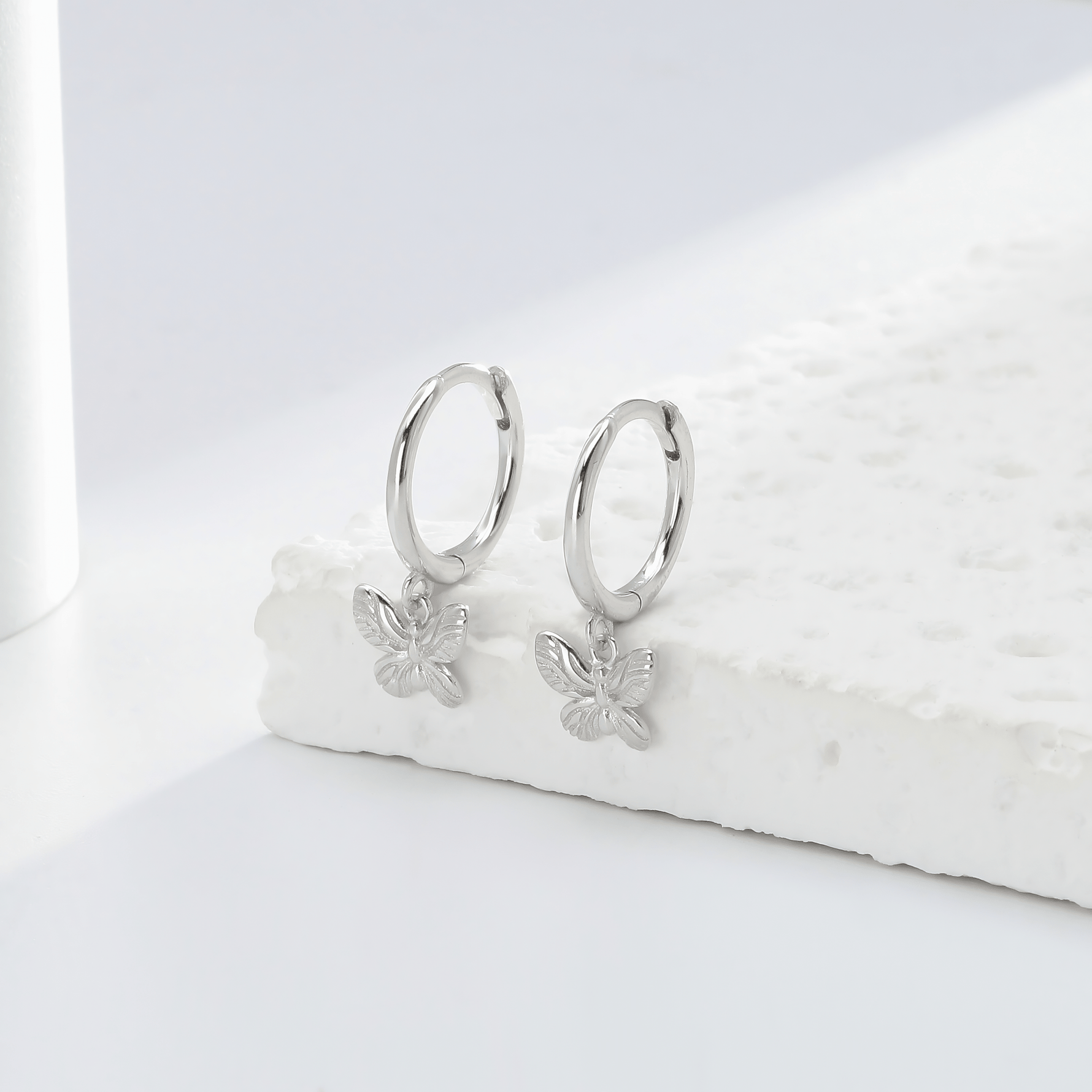 Minimalist Butterfly Hoop Earrings - NAFALUXE