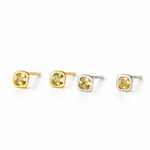 Minimalist Cushion-Cut CZ Stud Earrings – 925 Sterling Silver Gold & Silver Earrings - NAFALUXE