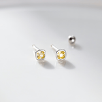 Minimalist Cushion - Cut CZ Stud Earrings – 925 Sterling Silver Gold & Silver Earrings - NAFALUXE