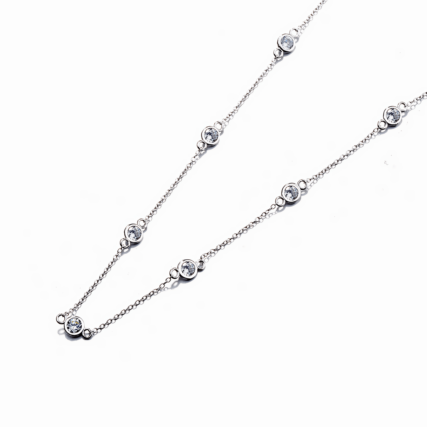 Minimalist CZ Bezel Necklace in Sterling Silver - NAFALUXE