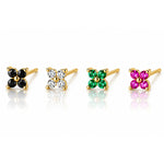Minimalist Four-Petal CZ Flower Stud Earrings – 925 Sterling Silver Gold Plated - NAFALUXE