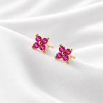 Minimalist Four-Petal CZ Flower Stud Earrings – 925 Sterling Silver Gold Plated - NAFALUXE