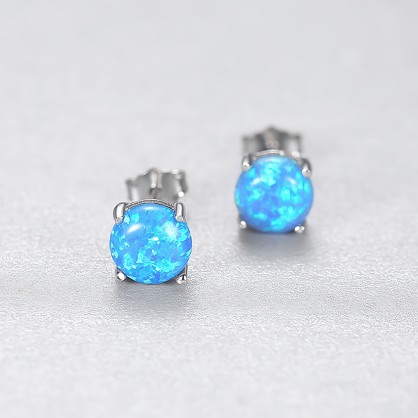 Minimalist Opal Stud Earrings in Gold & Silver Finish - NAFALUXE