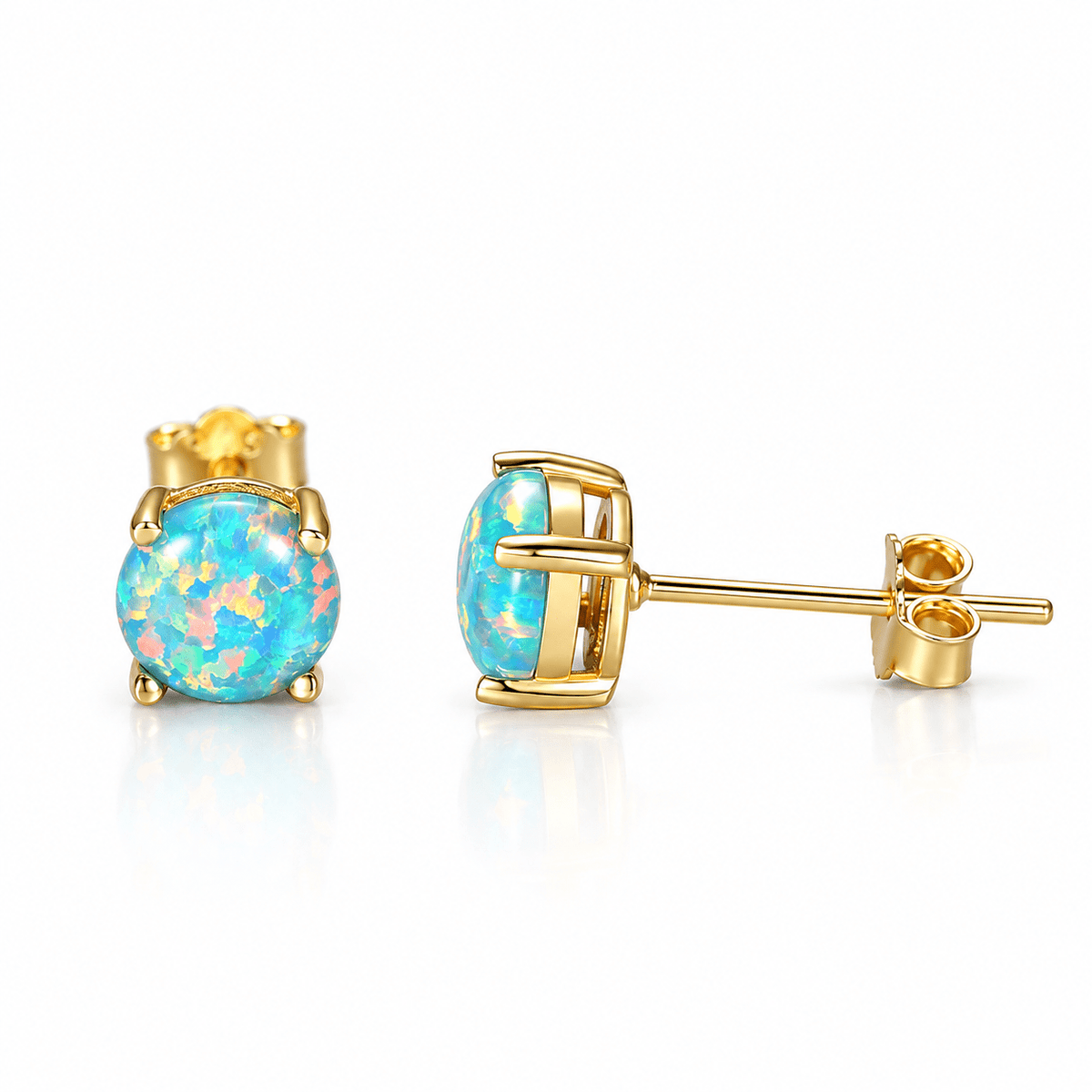 Minimalist Opal Stud Earrings in Gold & Silver Finish - NAFALUXE