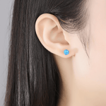 Minimalist Opal Stud Earrings in Gold & Silver Finish - NAFALUXE