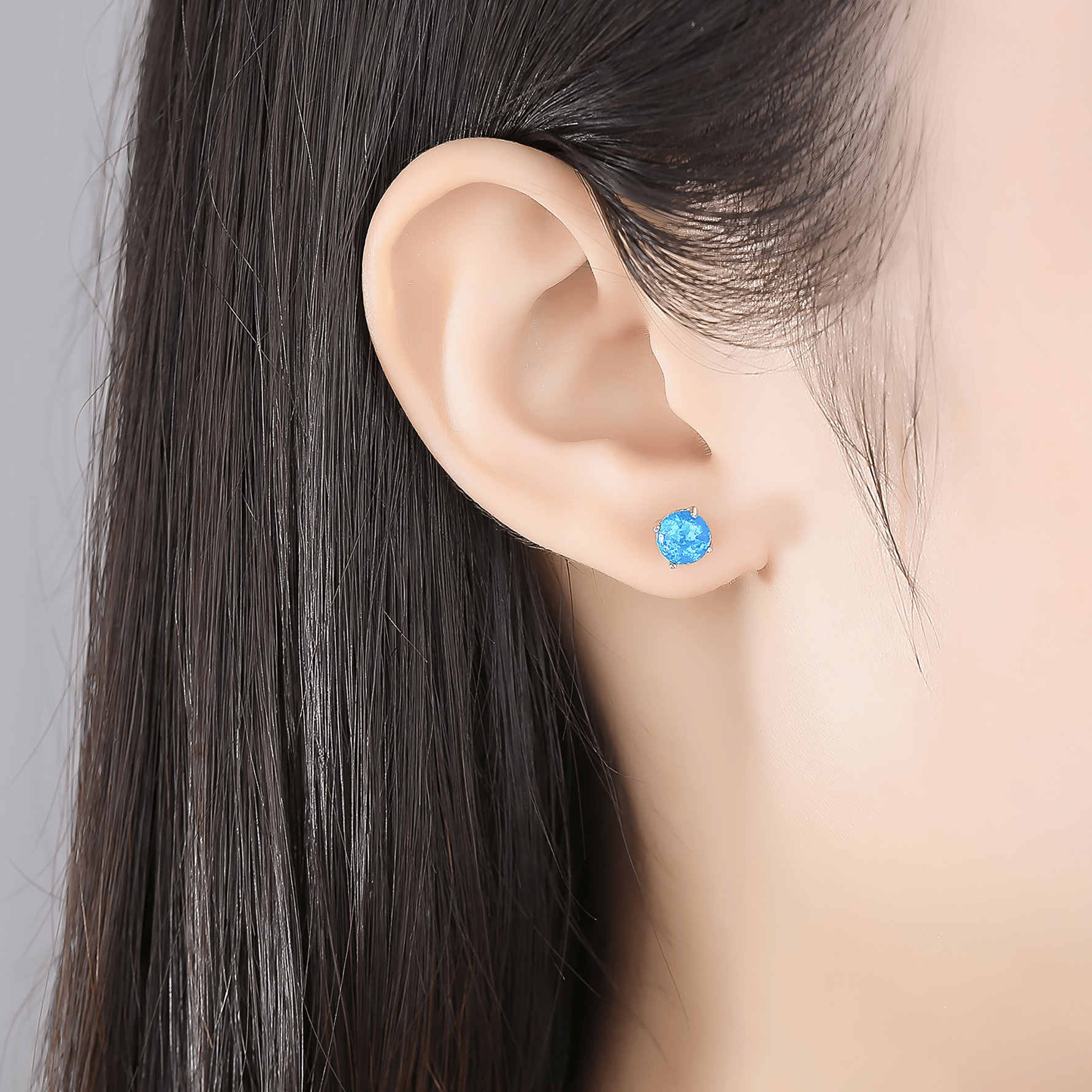 Minimalist Opal Stud Earrings in Gold & Silver Finish - NAFALUXE