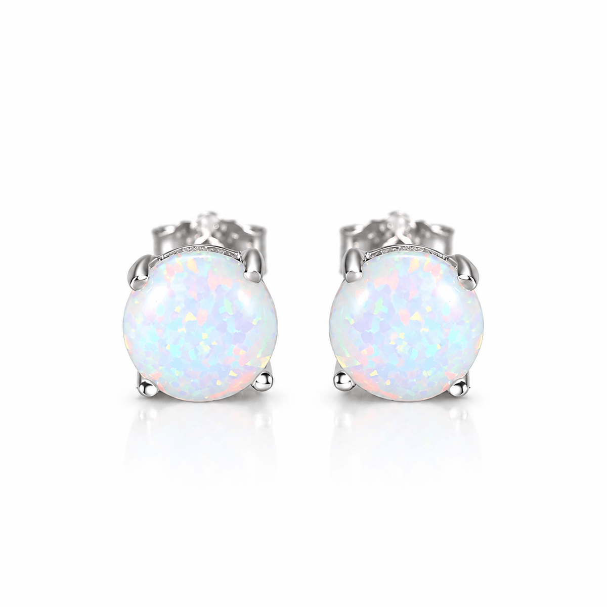 Minimalist Opal Stud Earrings in Gold & Silver Finish - NAFALUXE