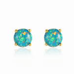 Minimalist Opal Stud Earrings in Gold & Silver Finish - NAFALUXE