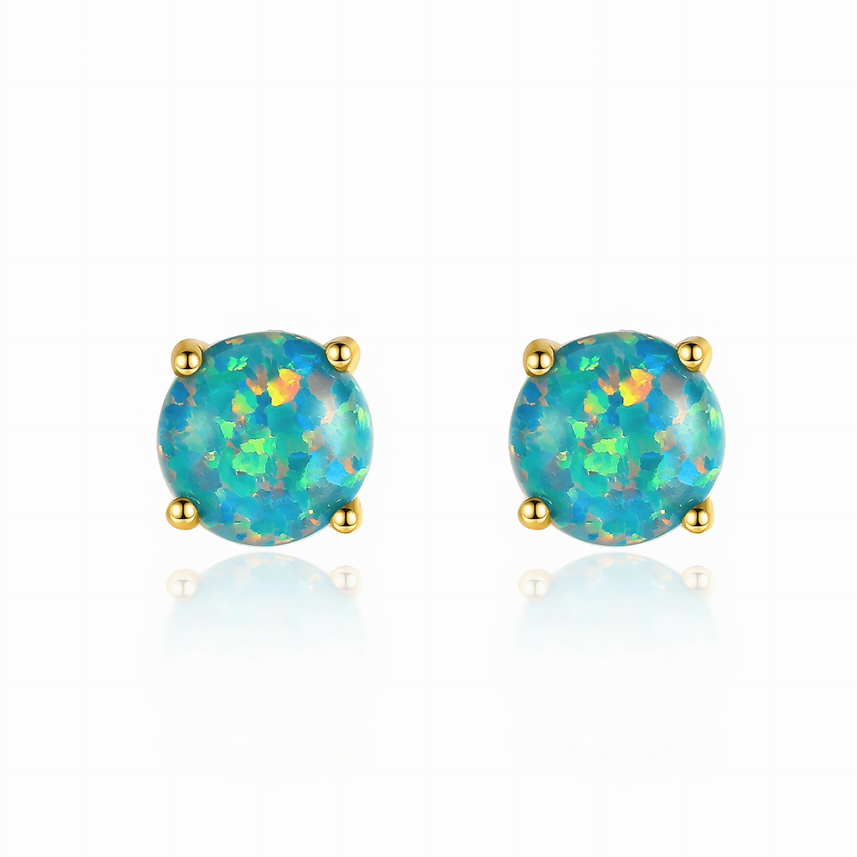 Minimalist Opal Stud Earrings in Gold & Silver Finish - NAFALUXE