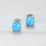 Minimalist Opal Stud Earrings in Gold & Silver Finish - NAFALUXE