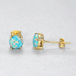 Minimalist Opal Stud Earrings in Gold & Silver Finish - NAFALUXE