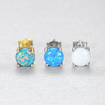 Minimalist Opal Stud Earrings in Gold & Silver Finish - NAFALUXE