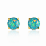 Minimalist Opal Stud Earrings in Gold & Silver Finish - NAFALUXE