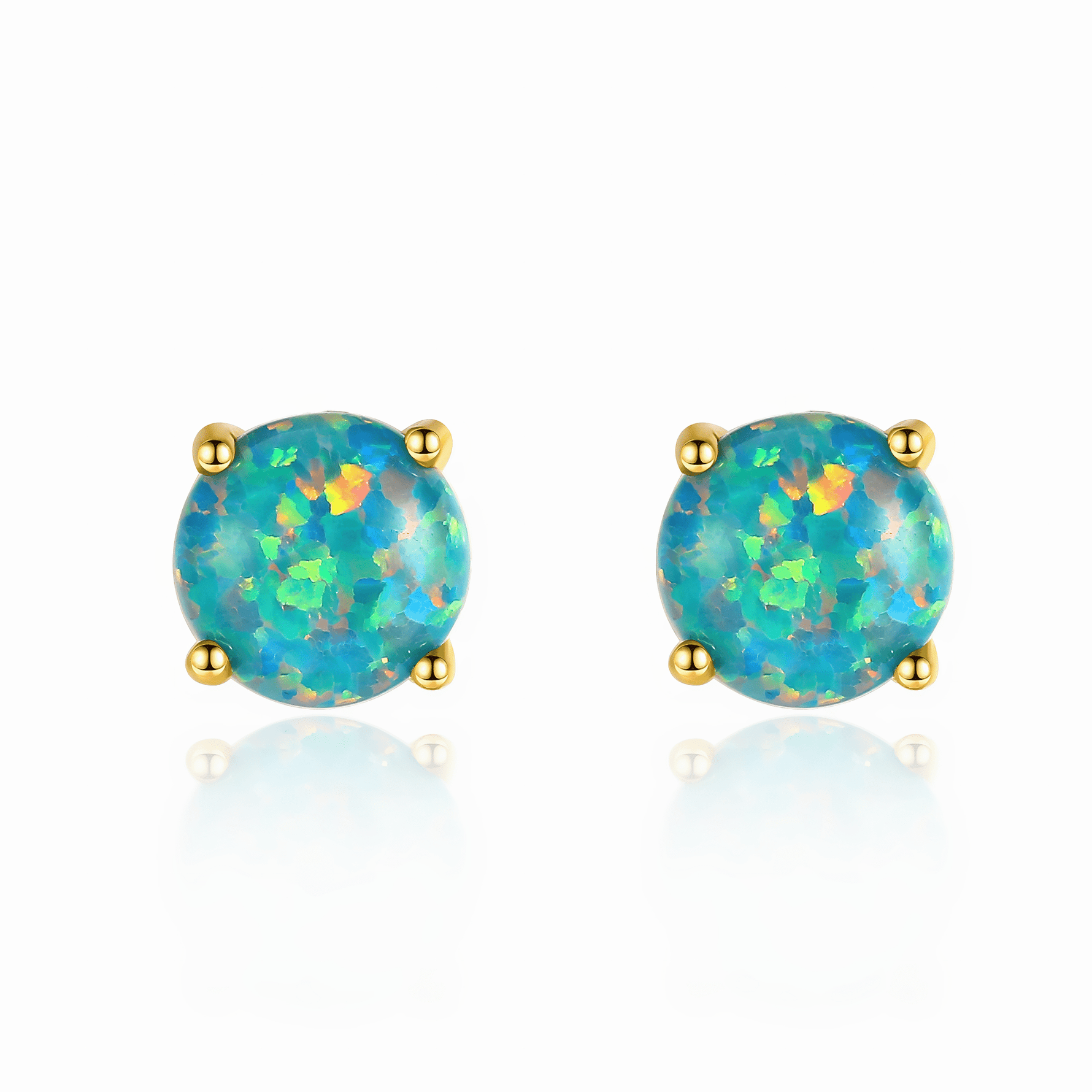 Minimalist Opal Stud Earrings in Gold & Silver Finish - NAFALUXE