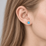 Minimalist Opal Stud Earrings in Gold & Silver Finish - NAFALUXE