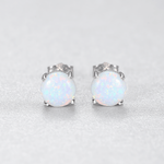 Minimalist Opal Stud Earrings in Gold & Silver Finish - NAFALUXE
