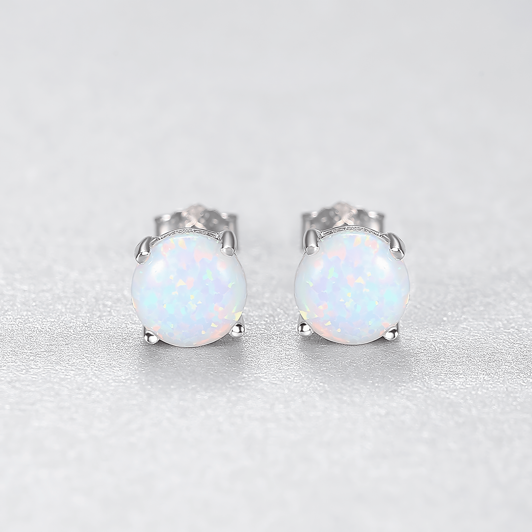 Minimalist Opal Stud Earrings in Gold & Silver Finish - NAFALUXE