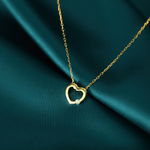 Minimalist Open Heart Necklace with CZ Accent in Sterling Silver - NAFALUXE
