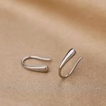 Minimalist Sterling Silver 925 Hook Earrings – Sleek Modern Curve Design - NAFALUXE