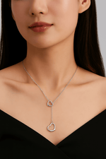 Minimalist Twin Heart Drop Necklace - NAFALUXE