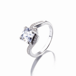 Modern Princess Ring in Sterling Silver with Pavé Twist Band - NAFALUXE