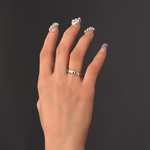 Moon and Stars Band Ring 925 Sterling Silver with Blue and White Zirconia - NAFALUXE
