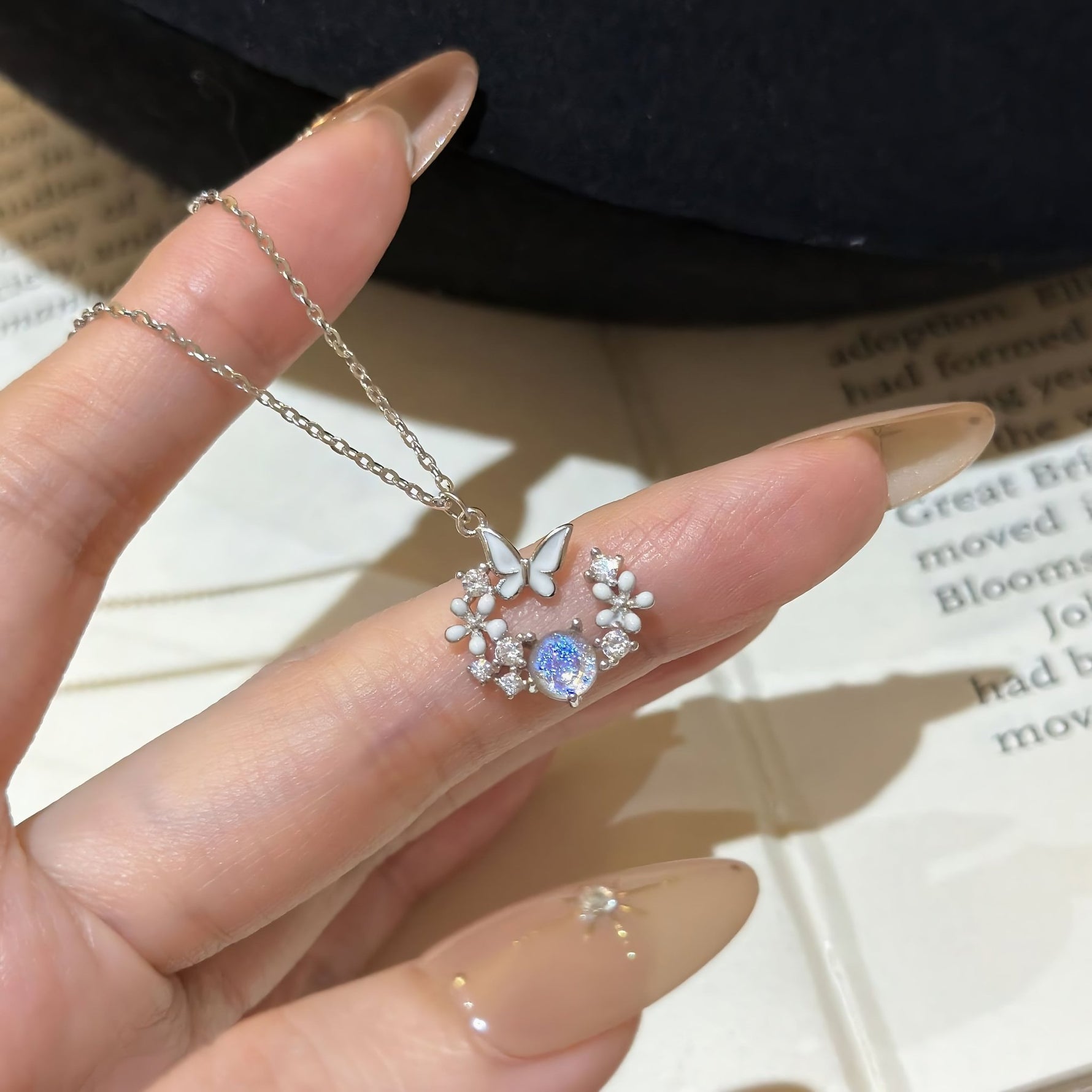 Moonlit Butterfly Floral Necklace - NAFALUXE