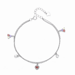 Multi - Charm Heart & Gemstone Bracelet Sterling Silver 925 - NAFALUXE