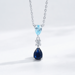 Ocean Drop Blue Gemstone Pendant Necklace - NAFALUXE